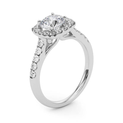 14K White Gold Engagement Rings Halo Round With 2.07 TCW Diamond (Lab Grown VS-SI1, E/F/G)