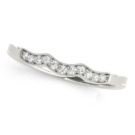 14K White Gold Wedding Bands Curved Bands With 0.05 TCW Diamond (Lab Grown VS-SI1, E/F/G)