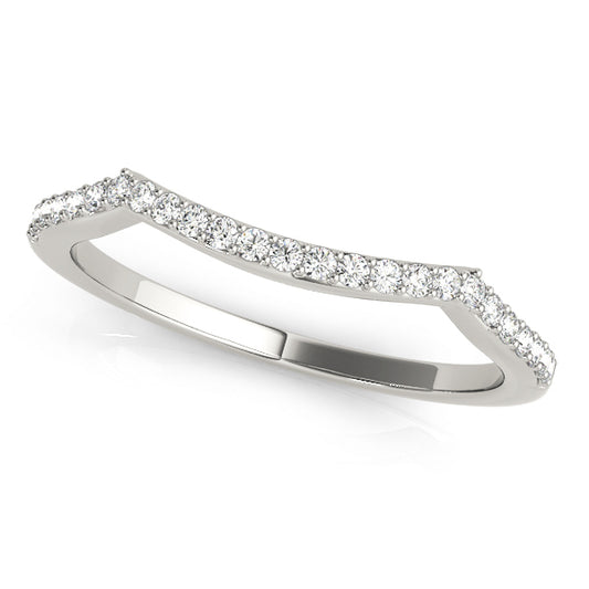 14K White Gold Curved Diamond Band With 0.12 TCW Diamond (Lab Grown VS-SI1, E/F/G)