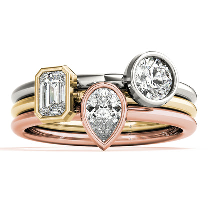 14K White Gold Pear Solitaire Stackable With 0.25 TCW Diamond (Lab Grown VS-SI1, E/F/G)