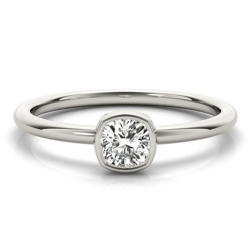 14K White Gold Cushion Solitaire Stackable With 0.40 TCW Diamond (Lab Grown VS-SI1, E/F/G)