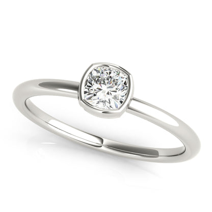 14K White Gold Cushion Solitaire Stackable With 0.40 TCW Diamond (Lab Grown VS-SI1, E/F/G)