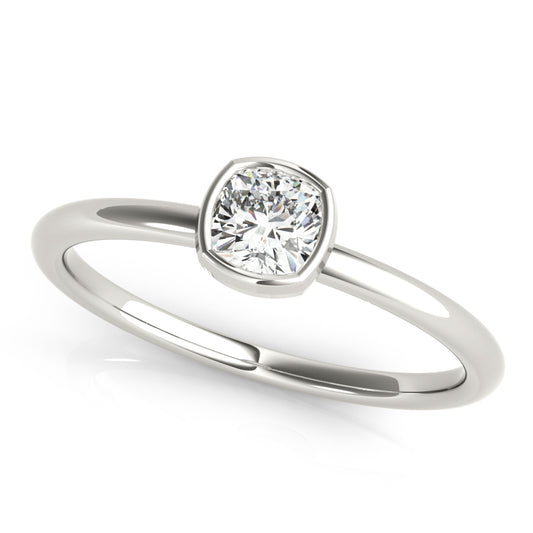 14K White Gold Cushion Solitaire Stackable With 0.40 TCW Diamond (Lab Grown VS-SI1, E/F/G)