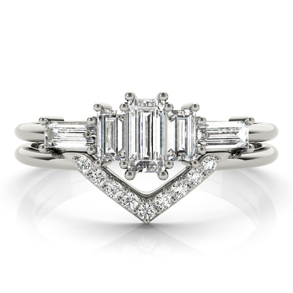 14K White Gold Fashion Ring Round & Straight Baguette With 0.50 TCW Diamond (Lab Grown VS-SI1, E/F/G)