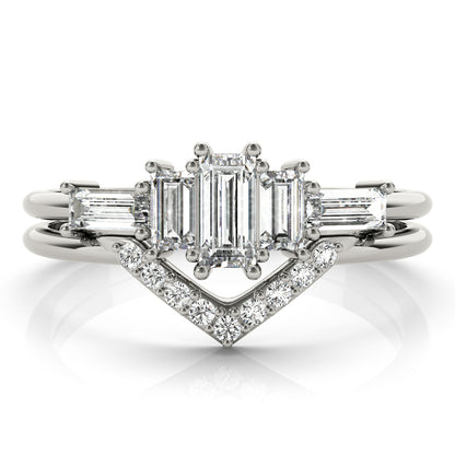14K White Gold Fashion Ring Round & Straight Baguette With 0.50 TCW Diamond (Lab Grown VS-SI1, E/F/G)