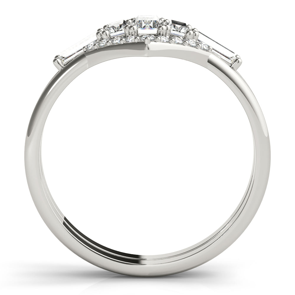 14K White Gold Fashion Ring Round & Straight Baguette With 0.50 TCW Diamond (Lab Grown VS-SI1, E/F/G)