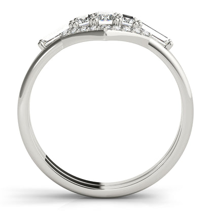 14K White Gold Fashion Ring Round & Straight Baguette With 0.50 TCW Diamond (Lab Grown VS-SI1, E/F/G)