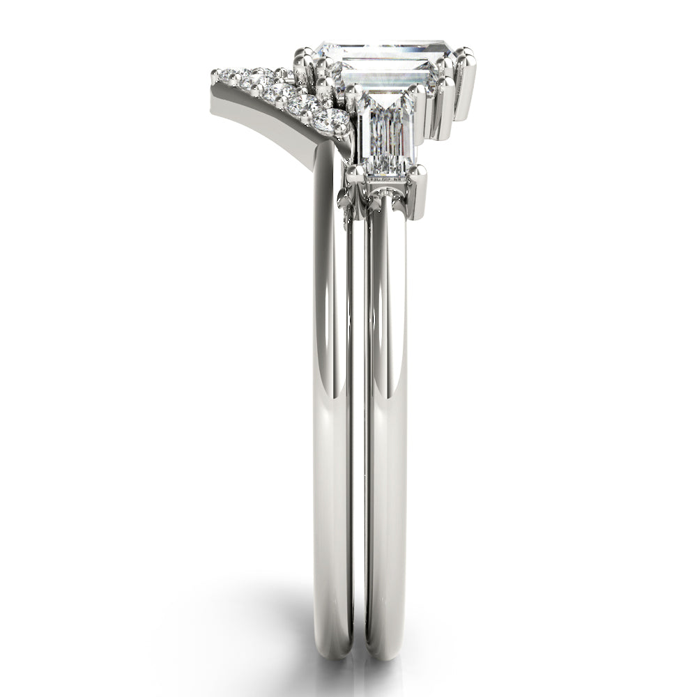 14K White Gold Fashion Ring Round & Straight Baguette With 0.50 TCW Diamond (Lab Grown VS-SI1, E/F/G)