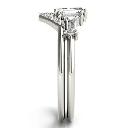 14K White Gold Fashion Ring Round & Straight Baguette With 0.50 TCW Diamond (Lab Grown VS-SI1, E/F/G)