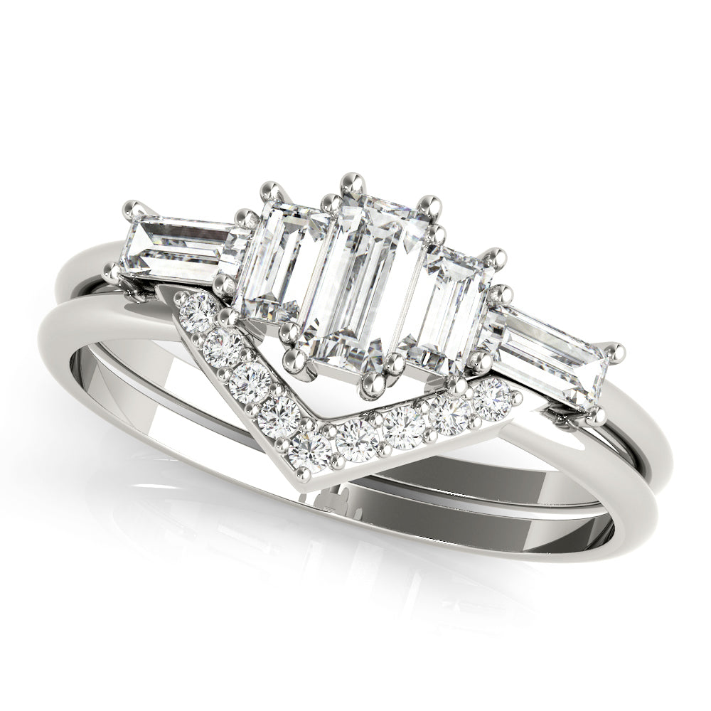 14K White Gold Fashion Ring Round & Straight Baguette With 0.50 TCW Diamond (Lab Grown VS-SI1, E/F/G)