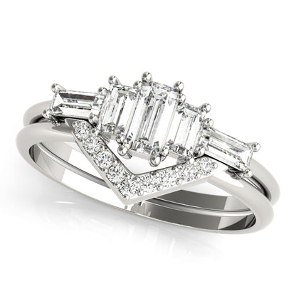 14K White Gold Fashion Ring Round & Straight Baguette With 0.50 TCW Diamond (Lab Grown VS-SI1, E/F/G)