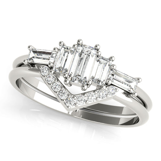 14K White Gold Fashion Ring Round & Straight Baguette With 0.50 TCW Diamond (Lab Grown VS-SI1, E/F/G)
