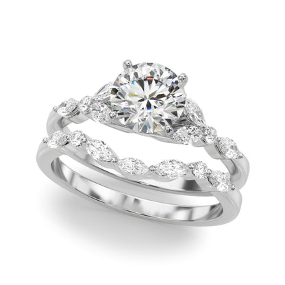 14K White Gold Marquise & Round Engagement Ring With 0.39 TCW Diamond (Lab Grown VS-SI1, E/F/G)