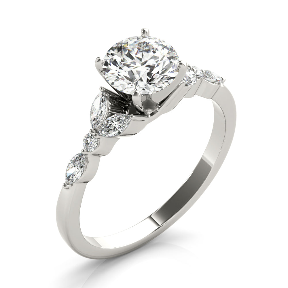 14K White Gold Marquise & Round Engagement Ring With 0.39 TCW Diamond (Lab Grown VS-SI1, E/F/G)