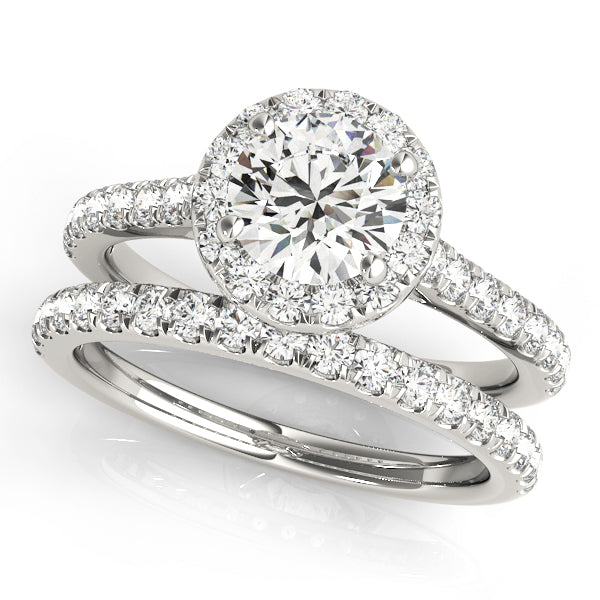 14K White Gold Engagement Rings Halo Round With 0.32 TCW Diamond (Lab Grown VS-SI1, E/F/G)