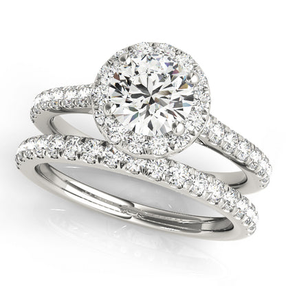 14K White Gold Engagement Rings Halo Round With 0.32 TCW Diamond (Lab Grown VS-SI1, E/F/G)