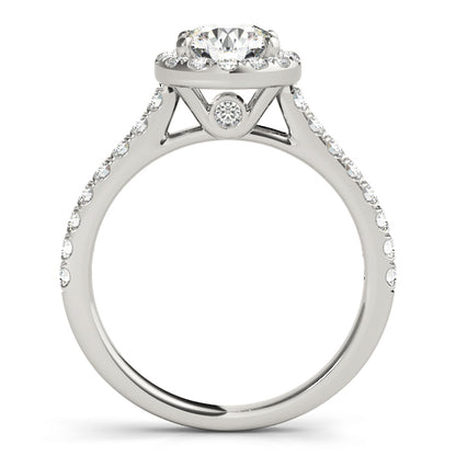 14K White Gold Engagement Rings Halo Round With 0.32 TCW Diamond (Lab Grown VS-SI1, E/F/G)