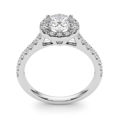 14K White Gold Engagement Rings Halo Round With 0.32 TCW Diamond (Lab Grown VS-SI1, E/F/G)