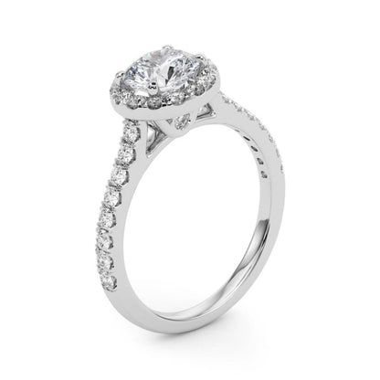 14K White Gold Engagement Rings Halo Round With 0.32 TCW Diamond (Lab Grown VS-SI1, E/F/G)