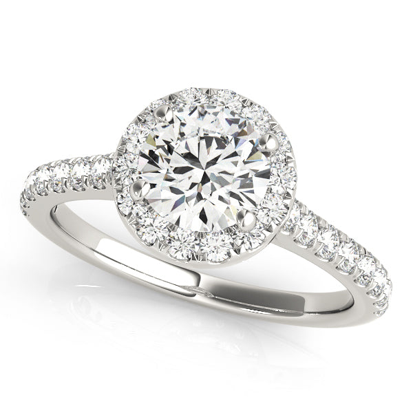 14K White Gold Engagement Rings Halo Round With 0.32 TCW Diamond (Lab Grown VS-SI1, E/F/G)
