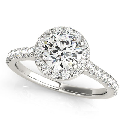 14K White Gold Engagement Rings Halo Round With 0.32 TCW Diamond (Lab Grown VS-SI1, E/F/G)