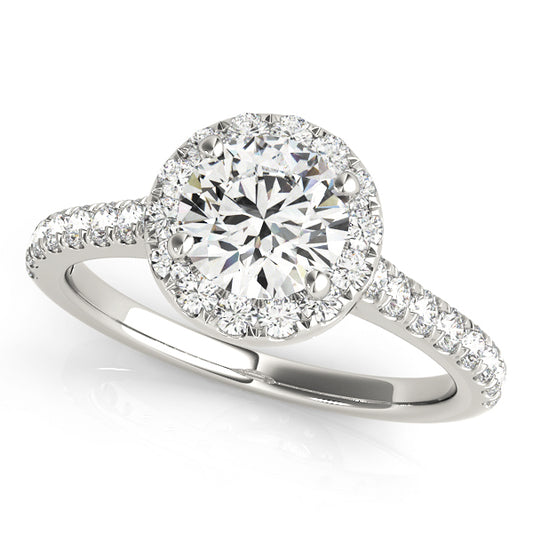 14K White Gold Engagement Rings Halo Round With 0.32 TCW Diamond (Lab Grown VS-SI1, E/F/G)