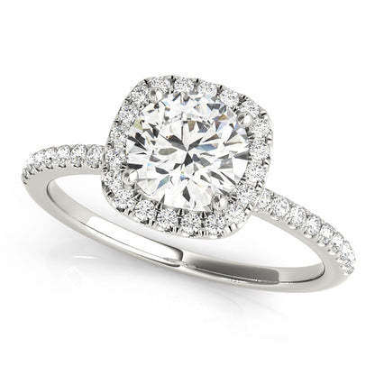 14K White Gold Engagement Rings Halo Round With 1.22 TCW Diamond (Lab Grown VS-SI1, E/F/G)