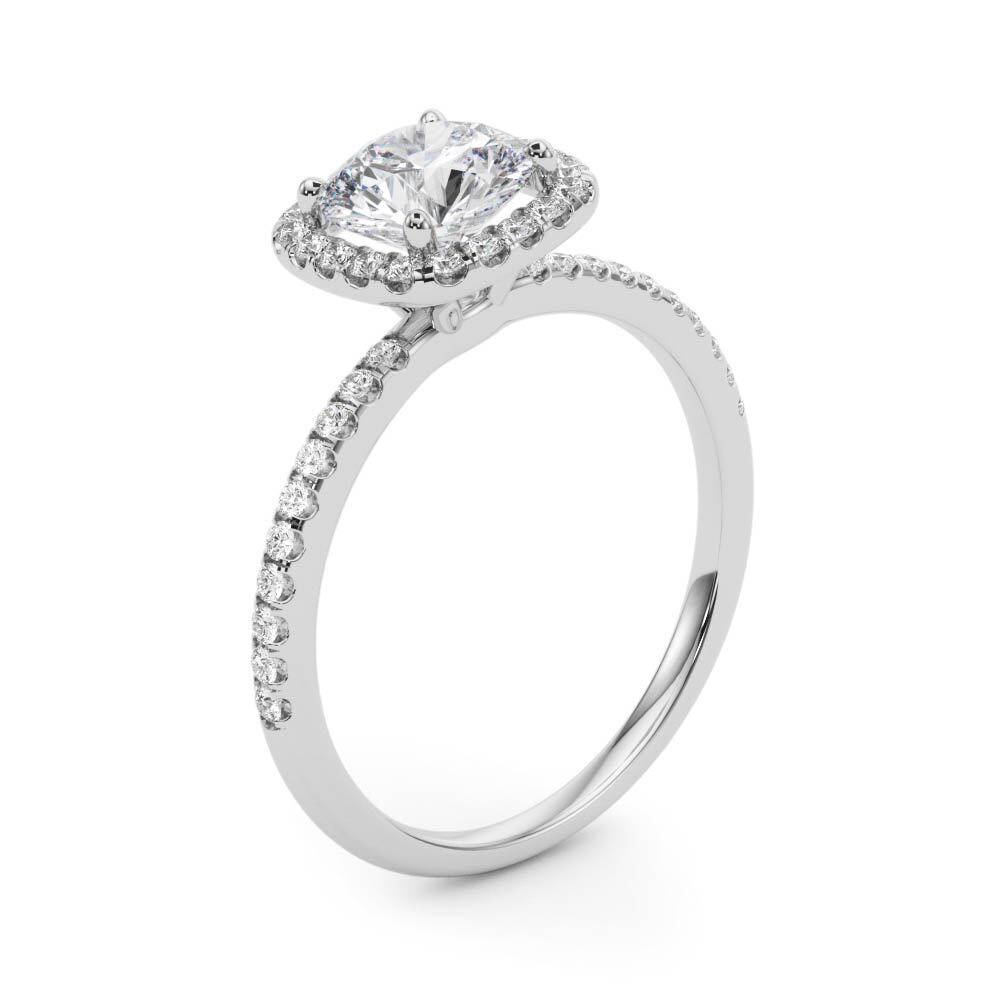 14K White Gold Engagement Rings Halo Round With 2.26 TCW Diamond (Lab Grown VS-SI1, E/F/G)