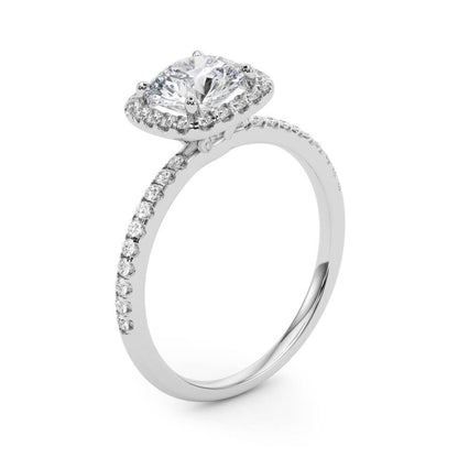 14K White Gold Engagement Rings Halo Round With 2.26 TCW Diamond (Lab Grown VS-SI1, E/F/G)