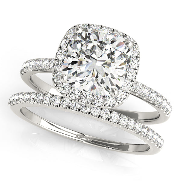14K White Gold Engagement Rings Halo Square & Cushion With 2.28 TCW Diamond (Lab Grown VS-SI1, E/F/G)