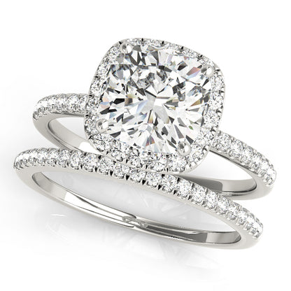 14K White Gold Engagement Rings Halo Square & Cushion With 2.28 TCW Diamond (Lab Grown VS-SI1, E/F/G)