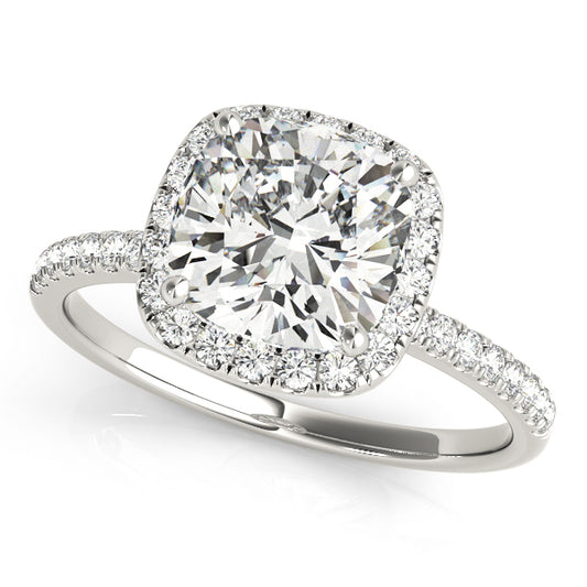 14K White Gold Engagement Rings Halo Square & Cushion With 2.28 TCW Diamond (Lab Grown VS-SI1, E/F/G)