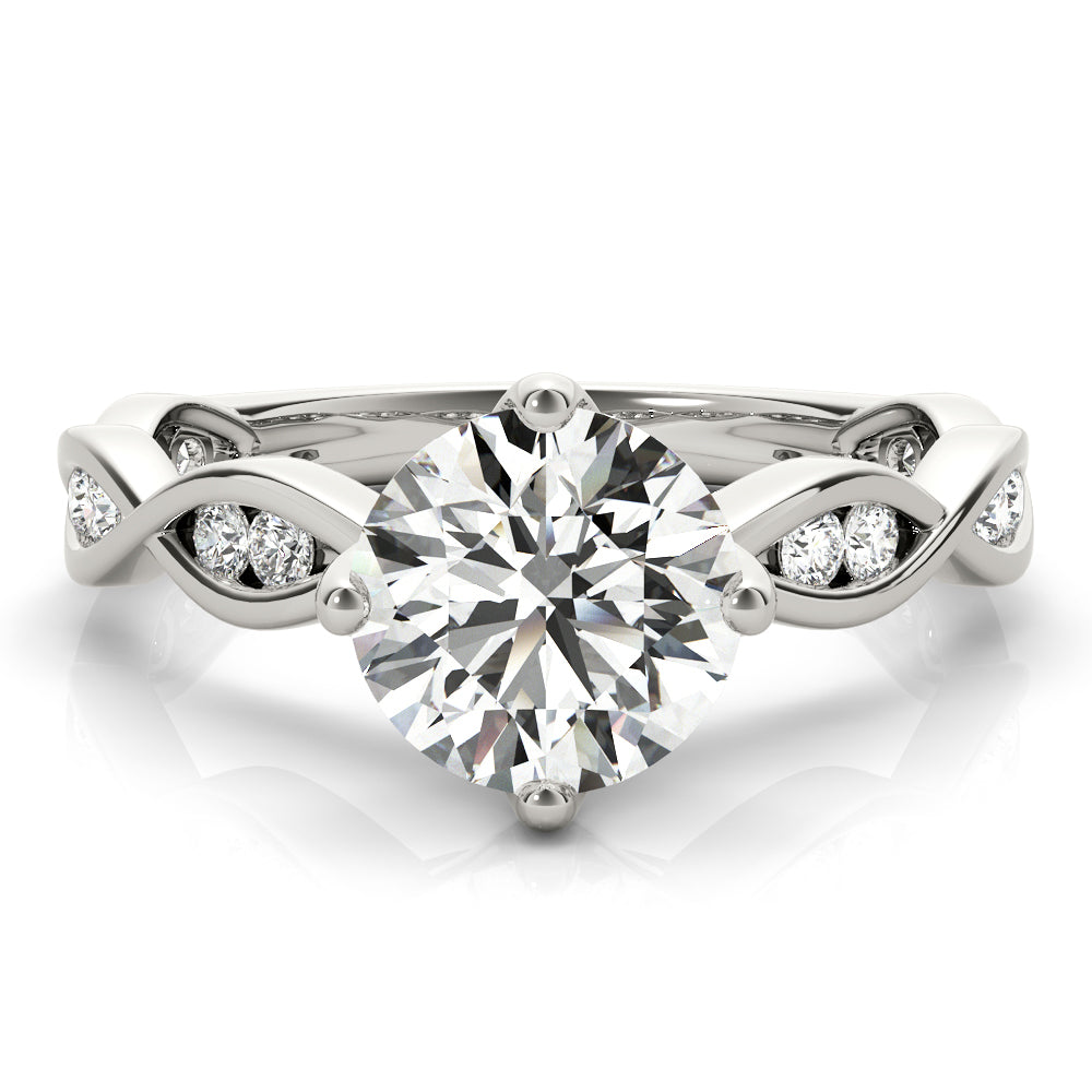 14K White Gold Twisted Shank Engagement Ring With 1.48 TCW Diamond (Lab Grown VS-SI1, E/F/G)