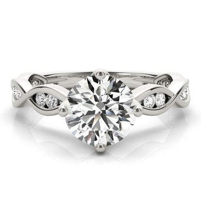 14K White Gold Twisted Shank Engagement Ring With 1.48 TCW Diamond (Lab Grown VS-SI1, E/F/G)