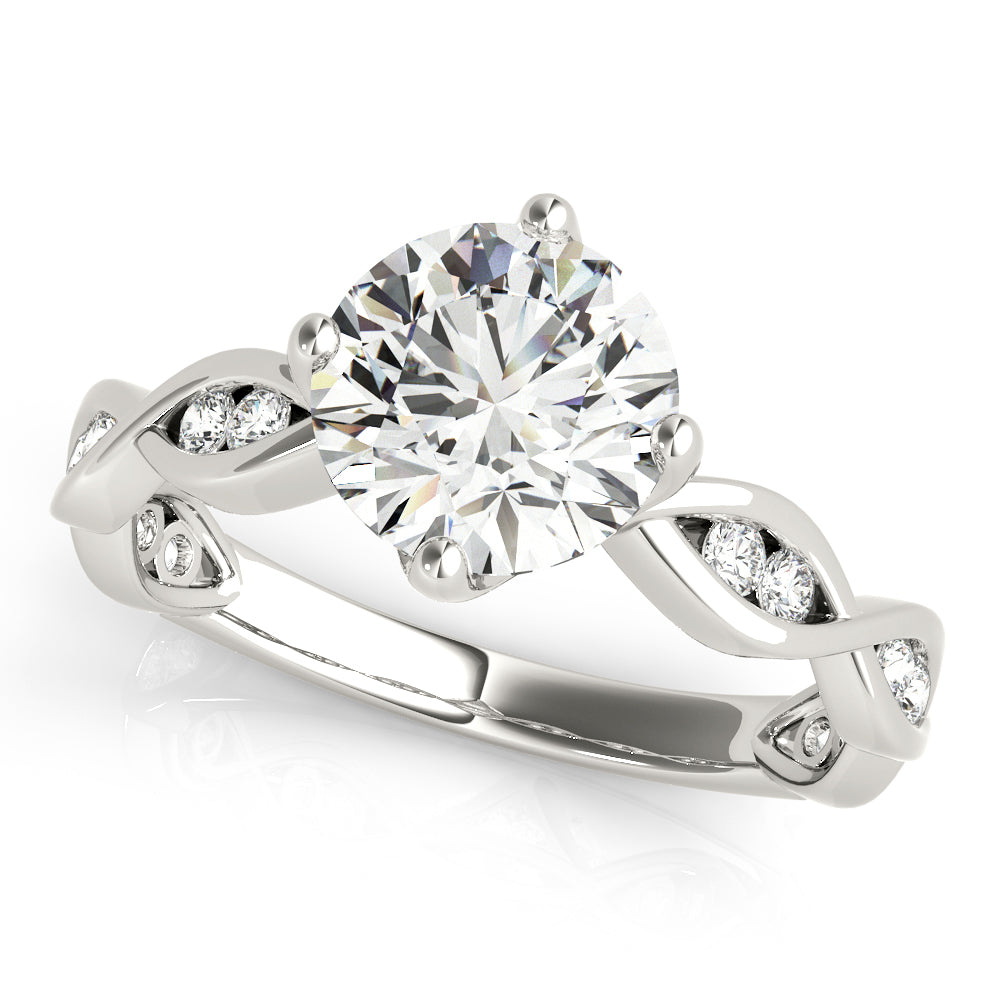 14K White Gold Twisted Shank Engagement Ring With 1.48 TCW Diamond (Lab Grown VS-SI1, E/F/G)