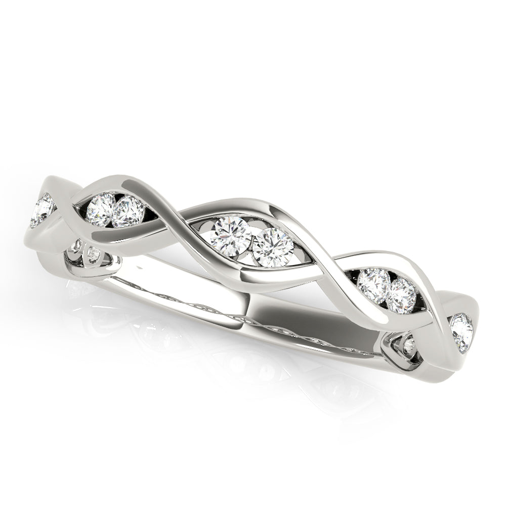 14K White Gold Twisted Wedding Band With 0.21 TCW Diamond (Lab Grown VS-SI1, E/F/G)