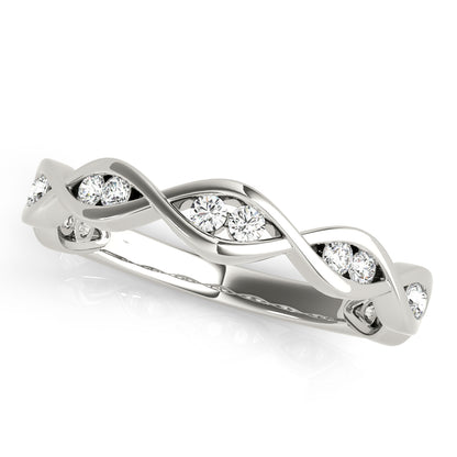14K White Gold Twisted Wedding Band With 0.21 TCW Diamond (Lab Grown VS-SI1, E/F/G)