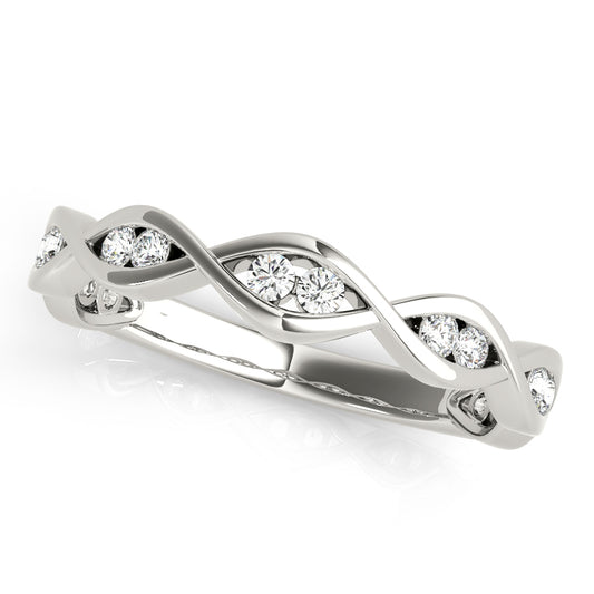 14K White Gold Twisted Wedding Band With 0.21 TCW Diamond (Lab Grown VS-SI1, E/F/G)