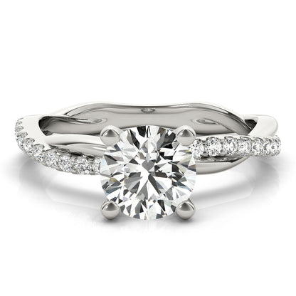 14K White Gold Twisted Dia Shank Engagement Ring With 1.16 TCW Diamond (Lab Grown VS-SI1, E/F/G)