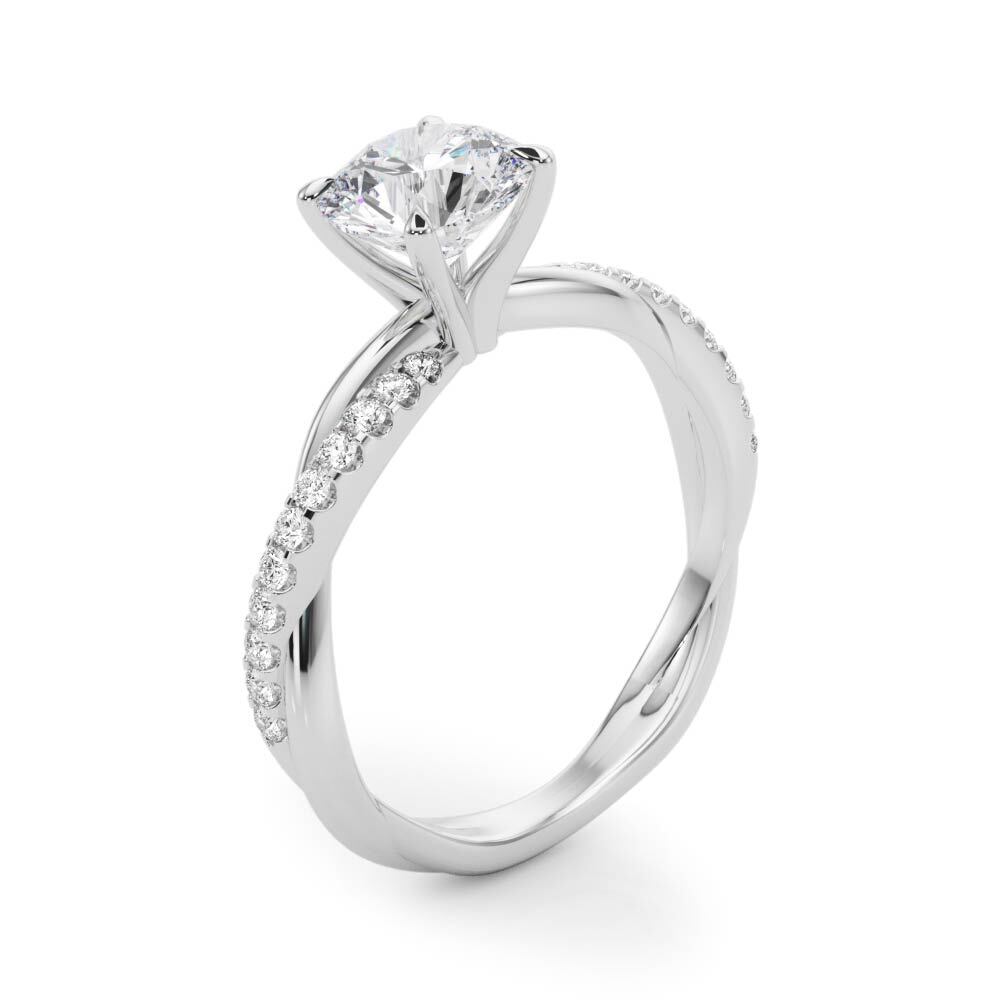 14K White Gold Twisted Dia Shank Engagement Ring With 1.16 TCW Diamond (Lab Grown VS-SI1, E/F/G)