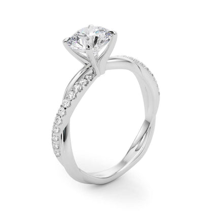 14K White Gold Twisted Dia Shank Engagement Ring With 1.16 TCW Diamond (Lab Grown VS-SI1, E/F/G)