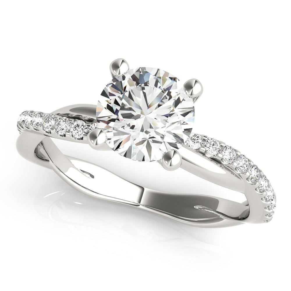 14K White Gold Twisted Dia Shank Engagement Ring With 1.16 TCW Diamond (Lab Grown VS-SI1, E/F/G)