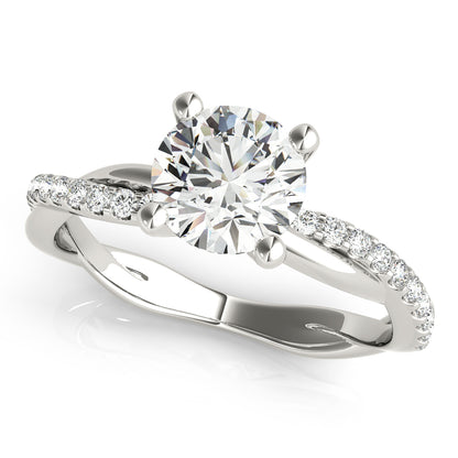 14K White Gold Twisted Dia Shank Engagement Ring With 1.16 TCW Diamond (Lab Grown VS-SI1, E/F/G)