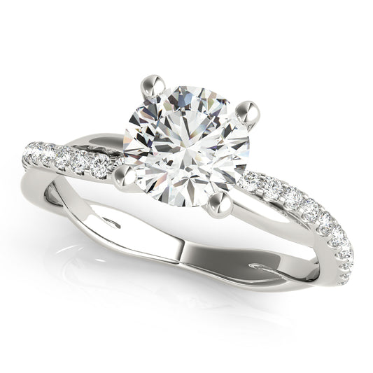 14K White Gold Twisted Dia Shank Engagement Ring With 1.16 TCW Diamond (Lab Grown VS-SI1, E/F/G)