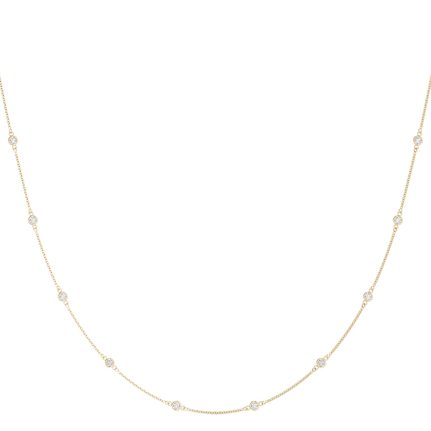 14K Yellow Gold .030 (1.1mm) Dia Station Necklace With 1.50 TCW Diamond (Lab Grown VS-SI1, E/F/G)