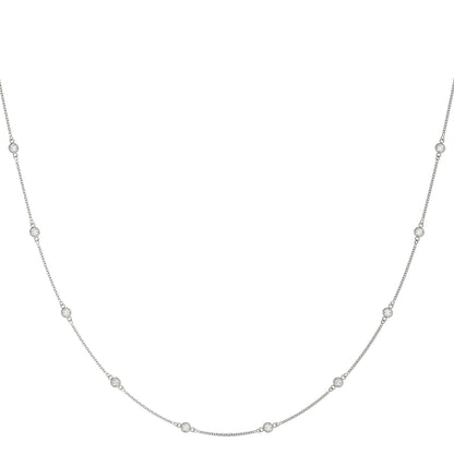 14K White Gold .030 (1.1mm) Dia Station Necklace With 0.75 TCW Diamond (Lab Grown VS-SI1, E/F/G)