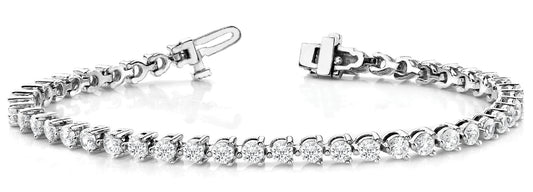 14K White Gold Bracelet In Line  Prong Set With 6.15 TCW Diamond (Lab Grown VS-SI1, E/F/G)