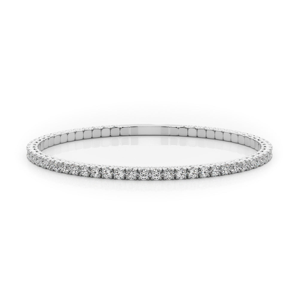 14K White Gold Flexible Eternity Bangle With 1.66 TCW Diamond (Lab Grown VS-SI1, E/F/G)