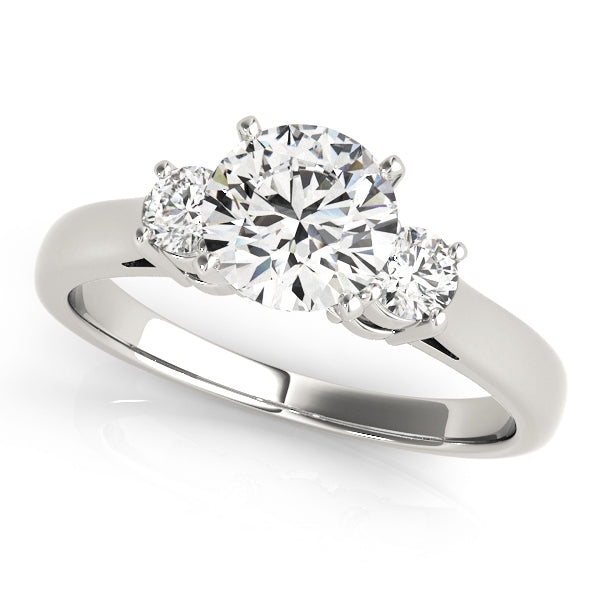 14K White Gold Engagement Rings 3 Stone Round With 0.24 TCW Diamond (Lab Grown VS-SI1, E/F/G)