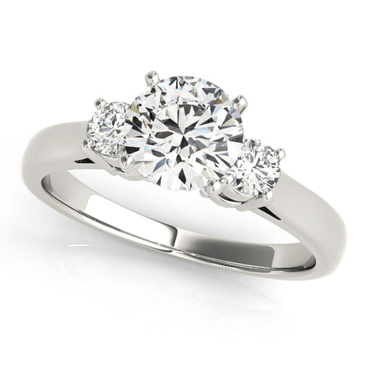 14K White Gold Engagement Rings 3 Stone Round With 0.24 TCW Diamond (Lab Grown VS-SI1, E/F/G)